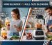 Mini blender vs full-size blender comparison showing real-life use cases for smoothies, ice crushing, and daily kitchen performance